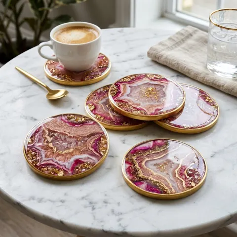 Resin Coaster Set handmade by Jhilmil Decor